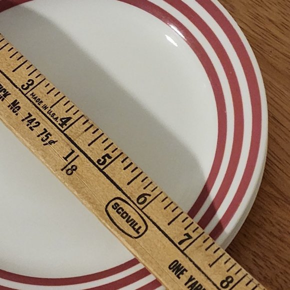 Set of 4 Corelle Rose Rainbow Bread Dessert Salad Plates 7" thick red stripes - Picture 9 of 11